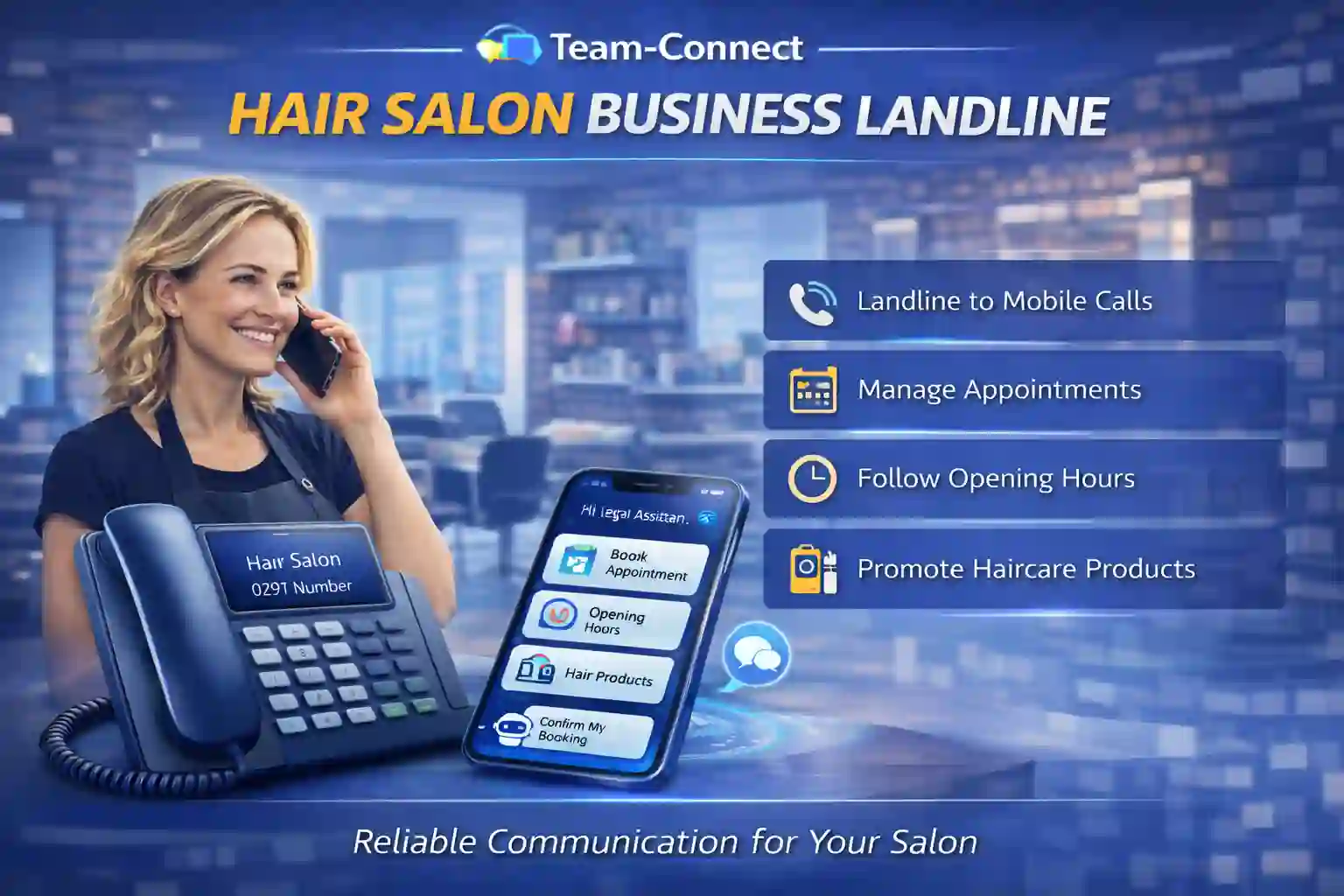 AI Receptionist for Salons UK — 24/7 appointment booking for hair, beauty, nails, barbers and spas