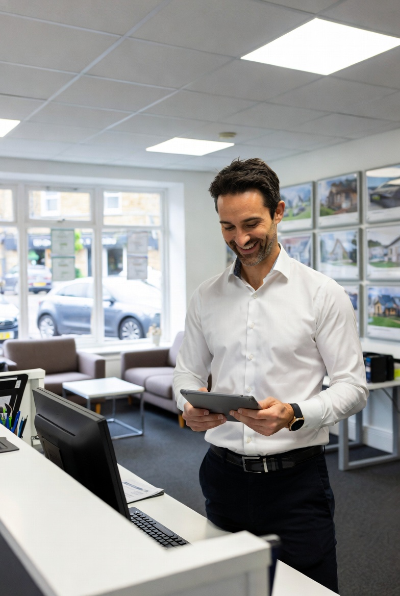 Estate agent AI receptionist booking viewings after hours