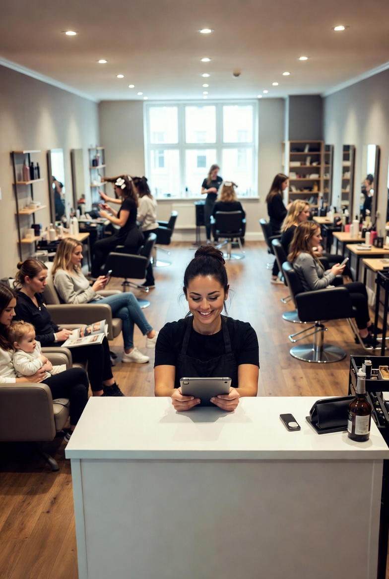 Hair salon AI booking system filling appointment chairs