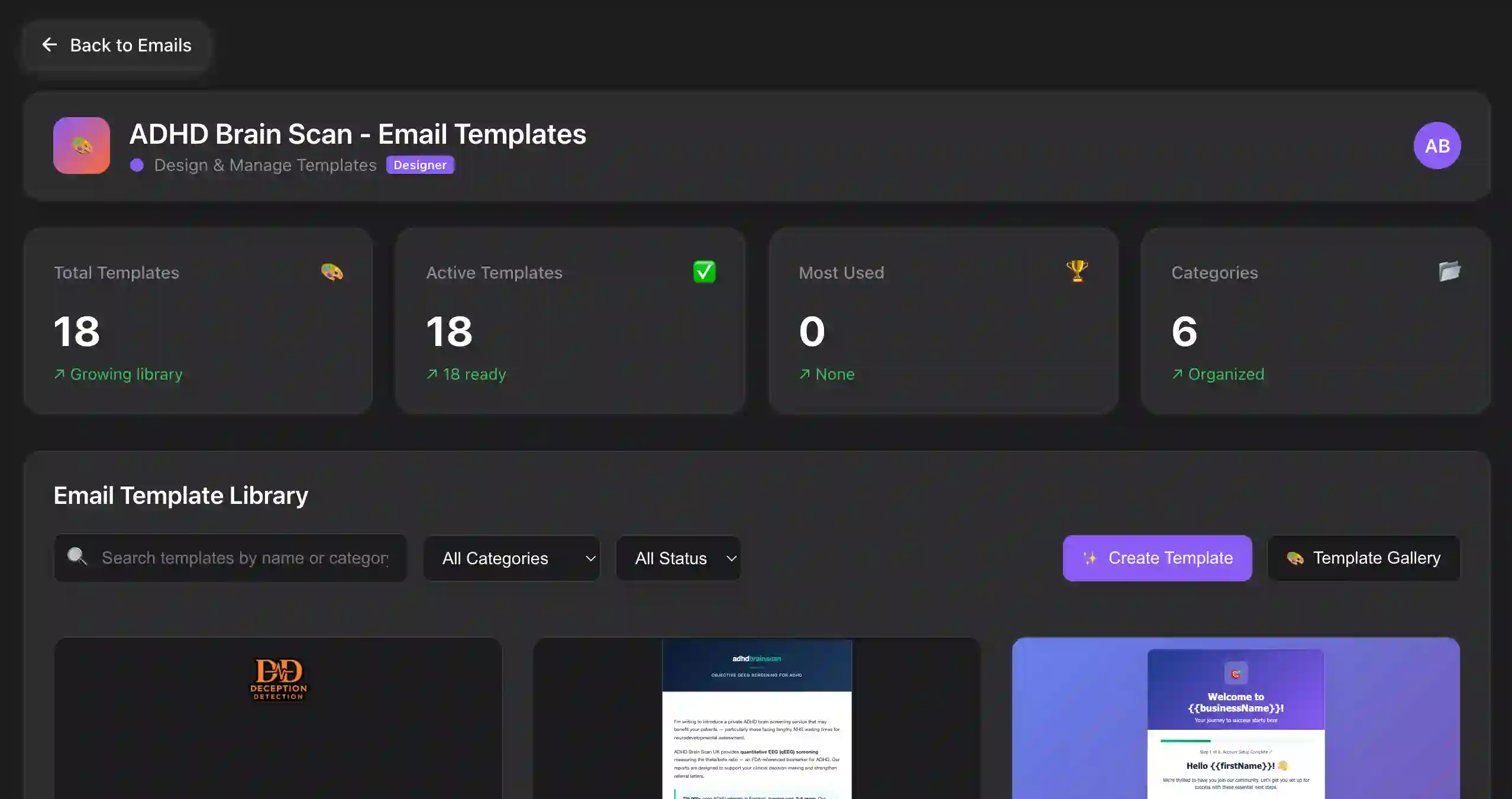 Email template preview in Team-Connect showing desktop and mobile views side by side before selecting for an email marketing campaign.
